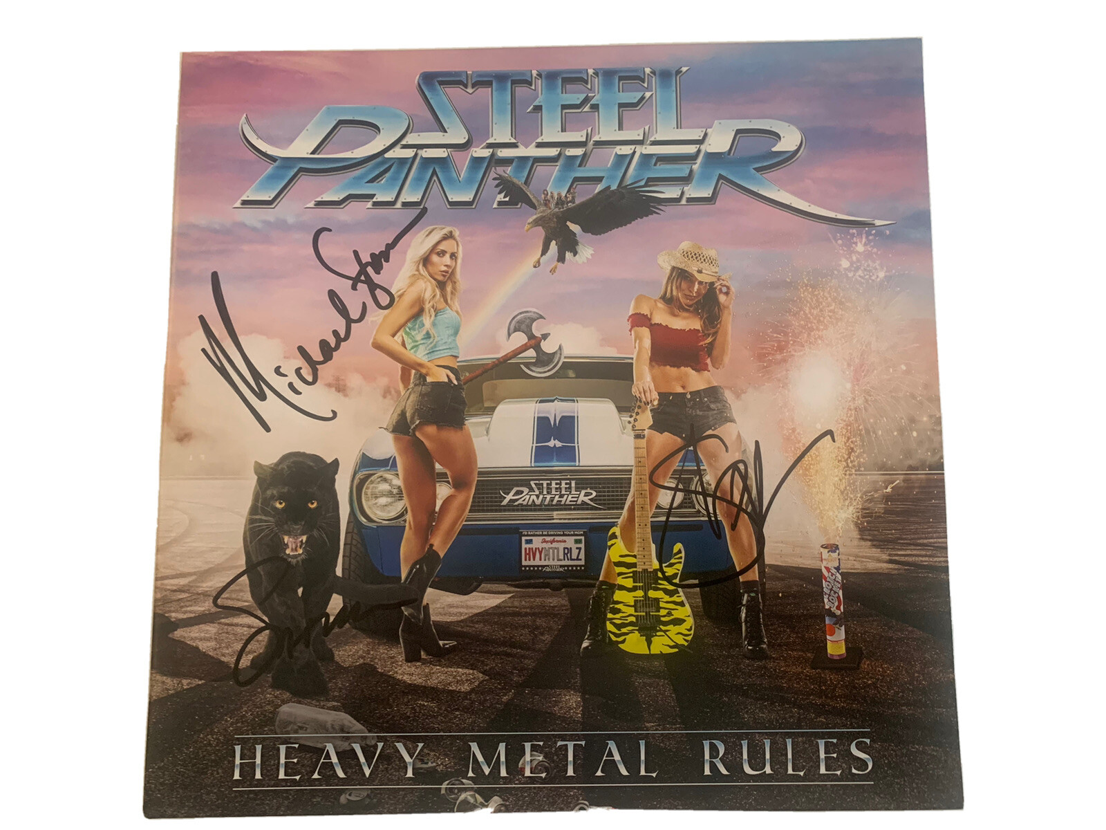 Steel Panther HEAVY METAL Rules Autographed Signed LP Bas Guaranteed
