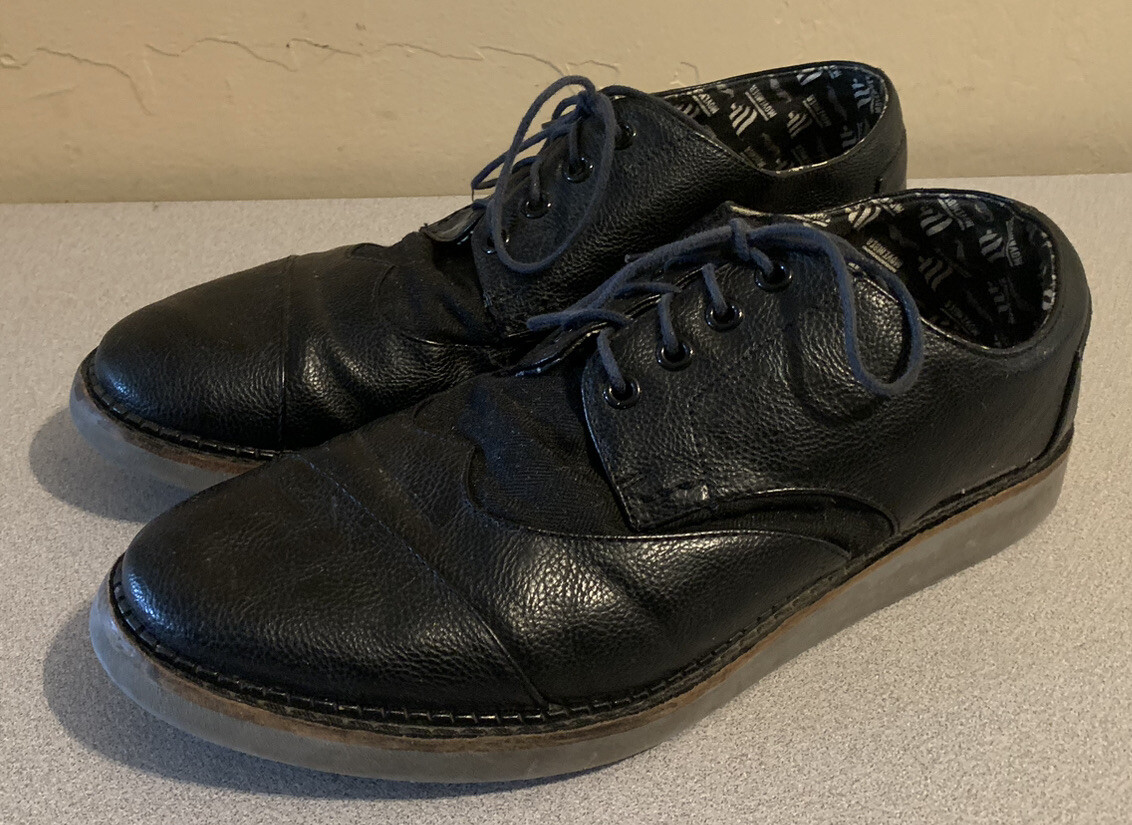 VEGAN Toms Men's Logo Faux Leather Wingtip CapToe Oxfords Dress Shoes 10.5 Black
