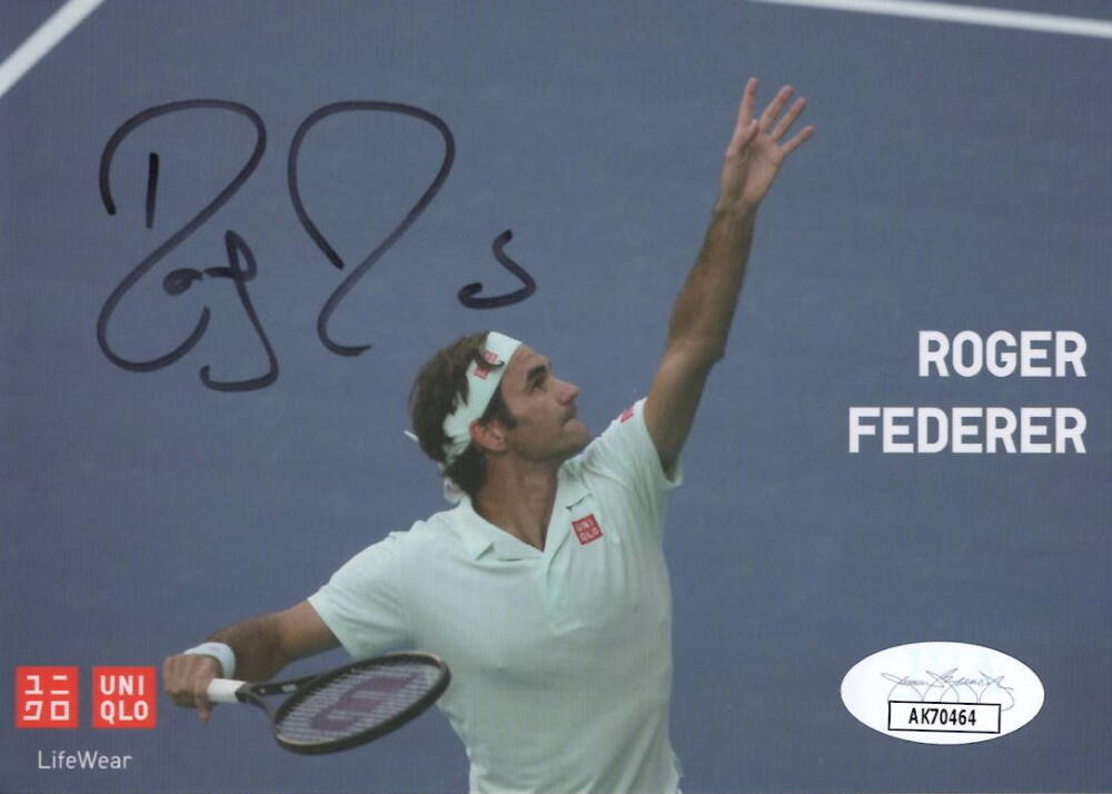 Roger Federer Signed Autograph 4x6 Photo Card Tennis Legend US Open Champion JSA
