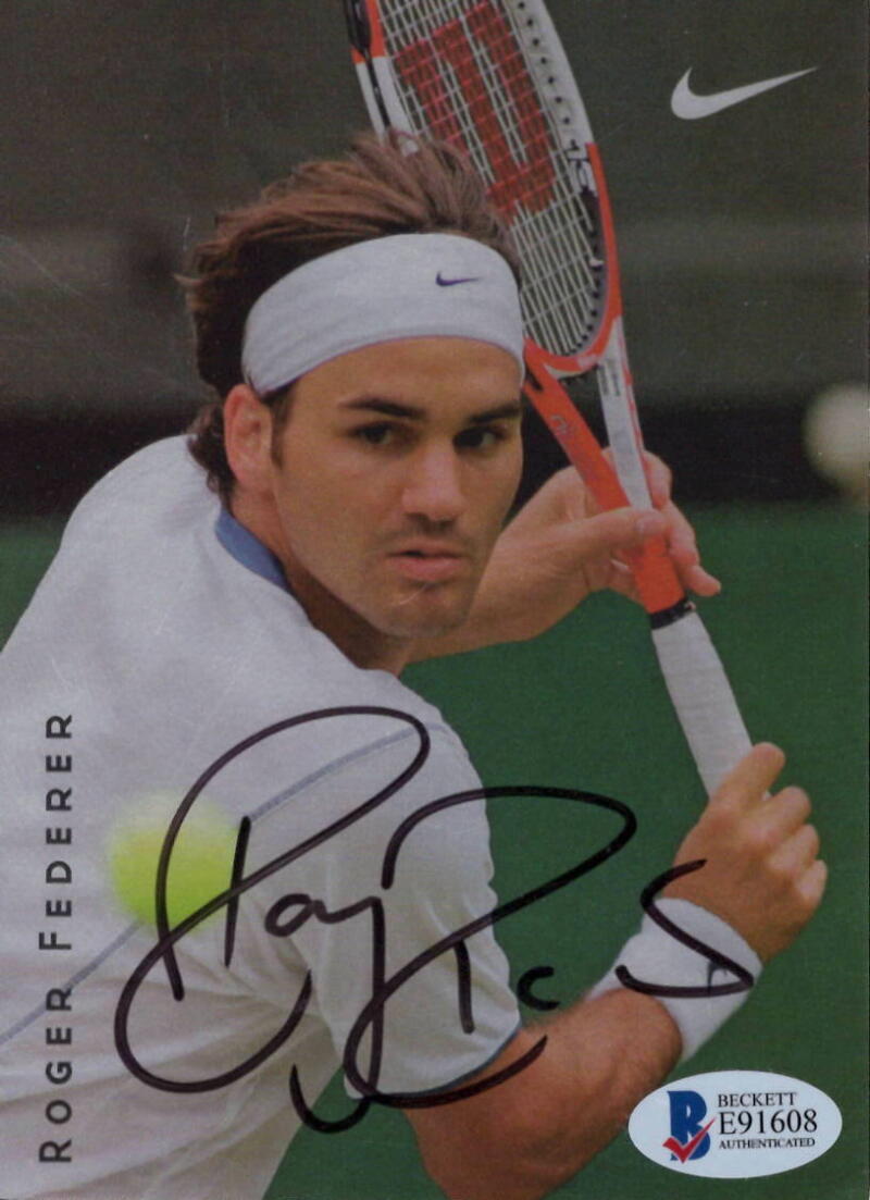 Roger Federer Signed Autograph 4x6 Photo Card Wimbledon Tennis Champion Beckett
