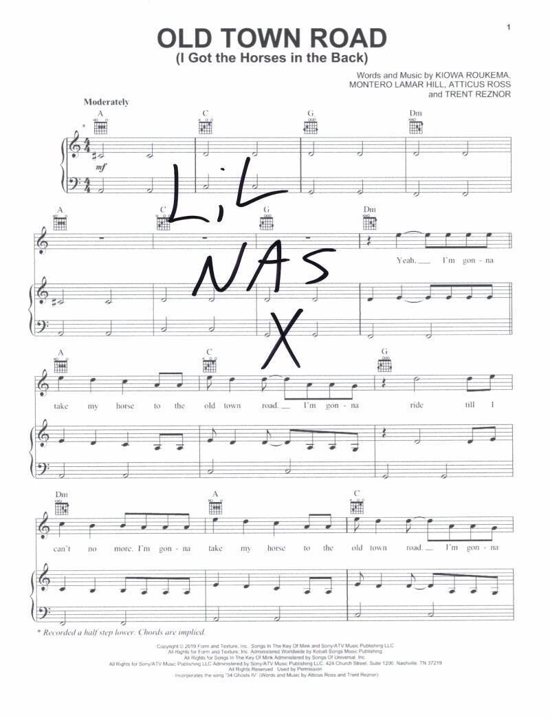 Lil Nas X Signed Autograph Old Town Road Sheet Music - Montero Rare! w/ JSA COA
