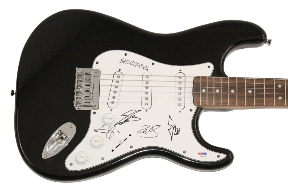 Shinedown Full Band Signed Autograph Fender Electric Guitar Brent Smith PSA COA
