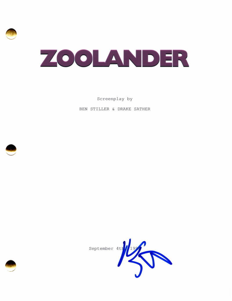 Ben Stiller Signed Autograph Zoolander Full Movie Script - Derek Zoolander
