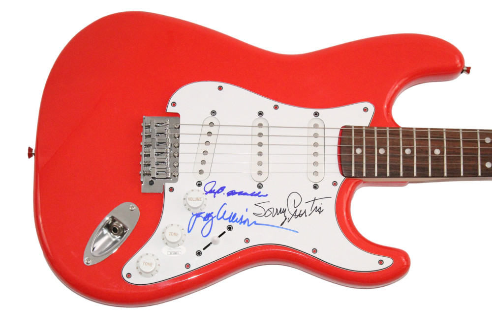 The Crickets Signed Autograph Red Fender Electric Guitar Jerry Allison +2 JSA
