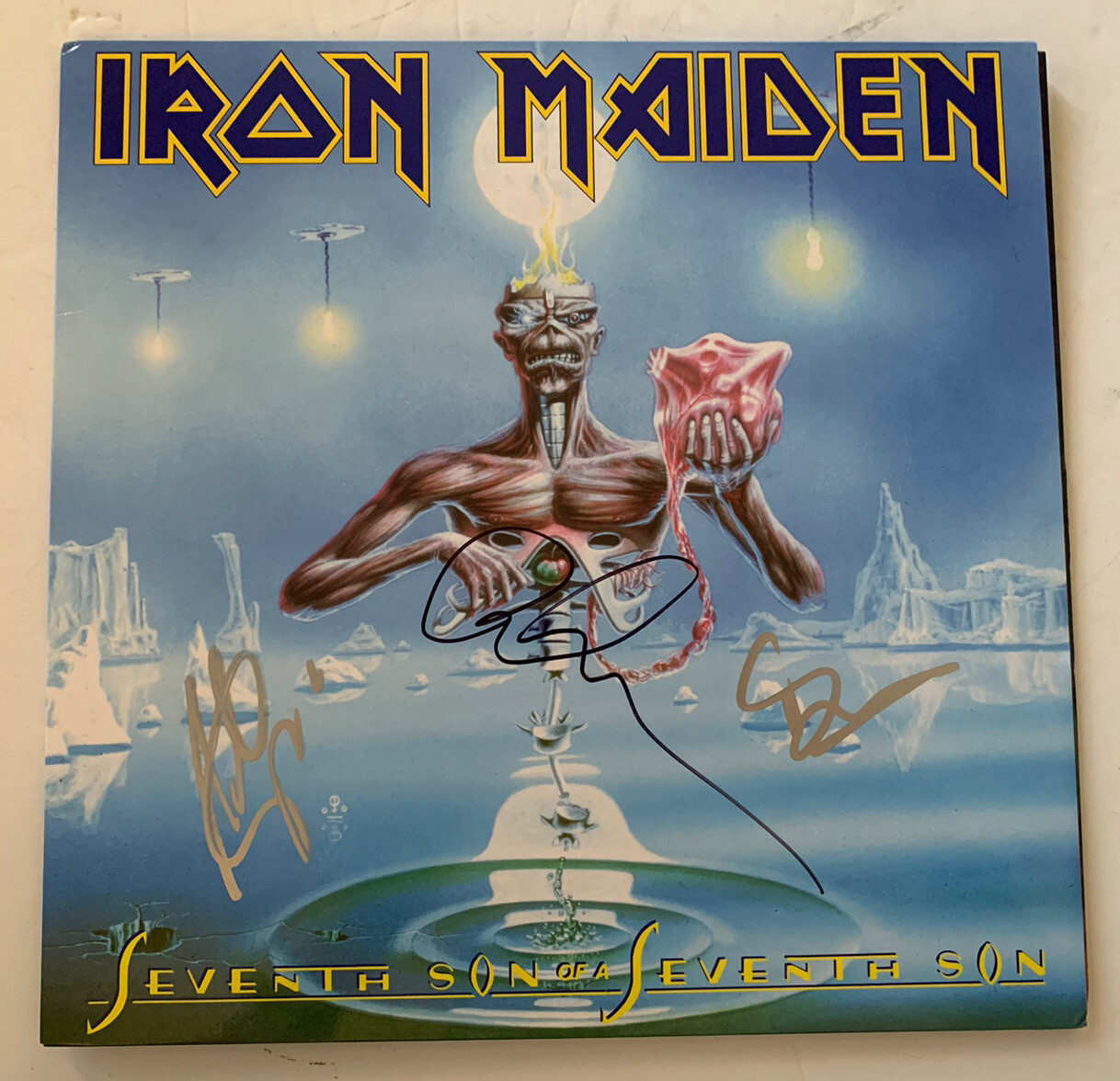 Iron Maiden Bruce Dave & Adrian Seventh Son Autographed Signed LP BAS Certified
