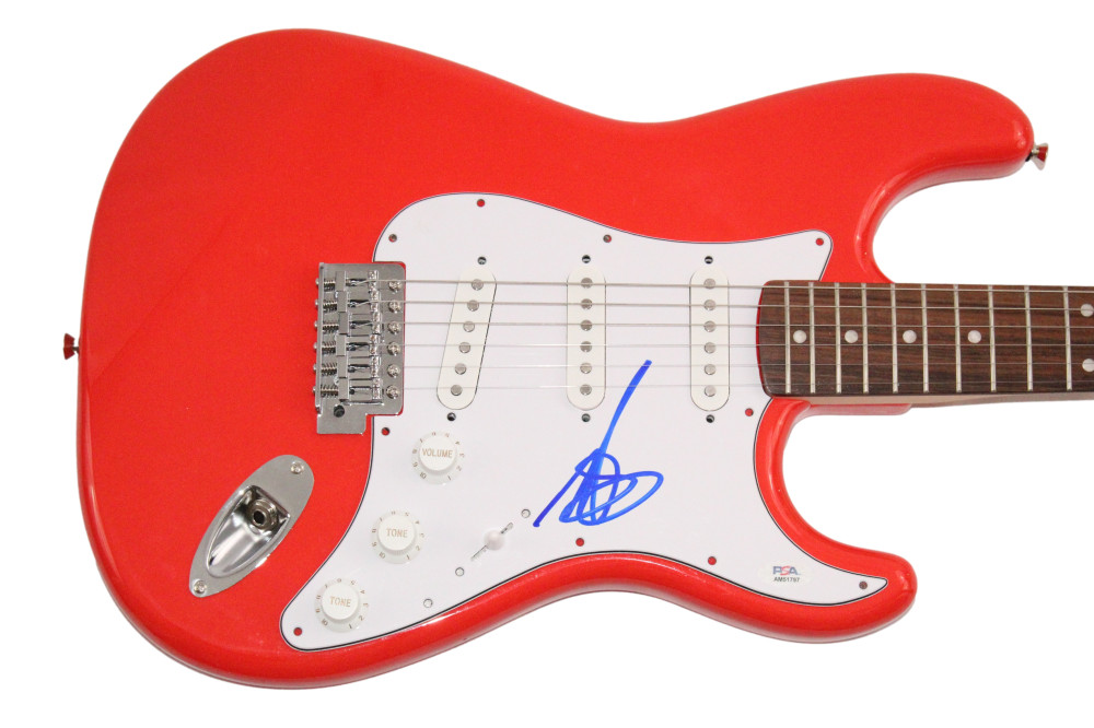 Mark Hoppus Blink-182 Signed Autograph Red Fender Electric Guitar Dude Ranch PSA
