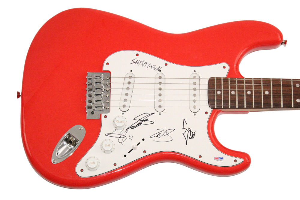 Shinedown Band x4 Signed Autograph Fender Electric Guitar Brent Smith PSA COA
