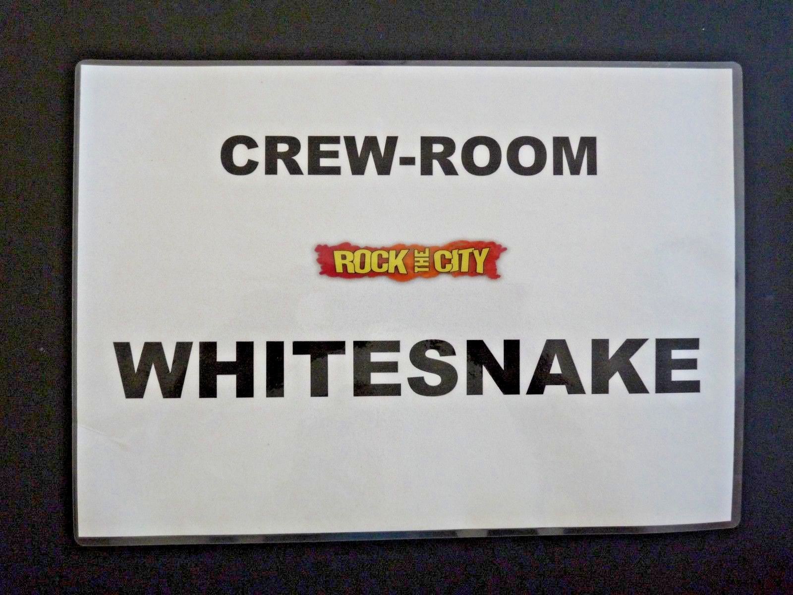 Whitesnake Tour Used Crew Room Door Sign ORGINAL LAMINATED

