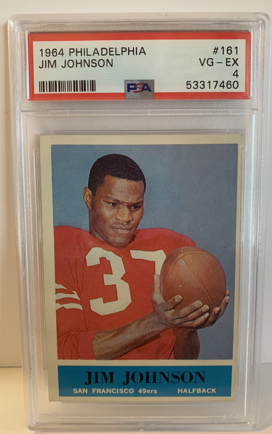 1964 PHILADELPHIA #161 JIM JOHNSON JIMMY ROOKIE RC PSA 4 GRADED FOOTBALL CARD COLLECTIBLE MEMORABILIA