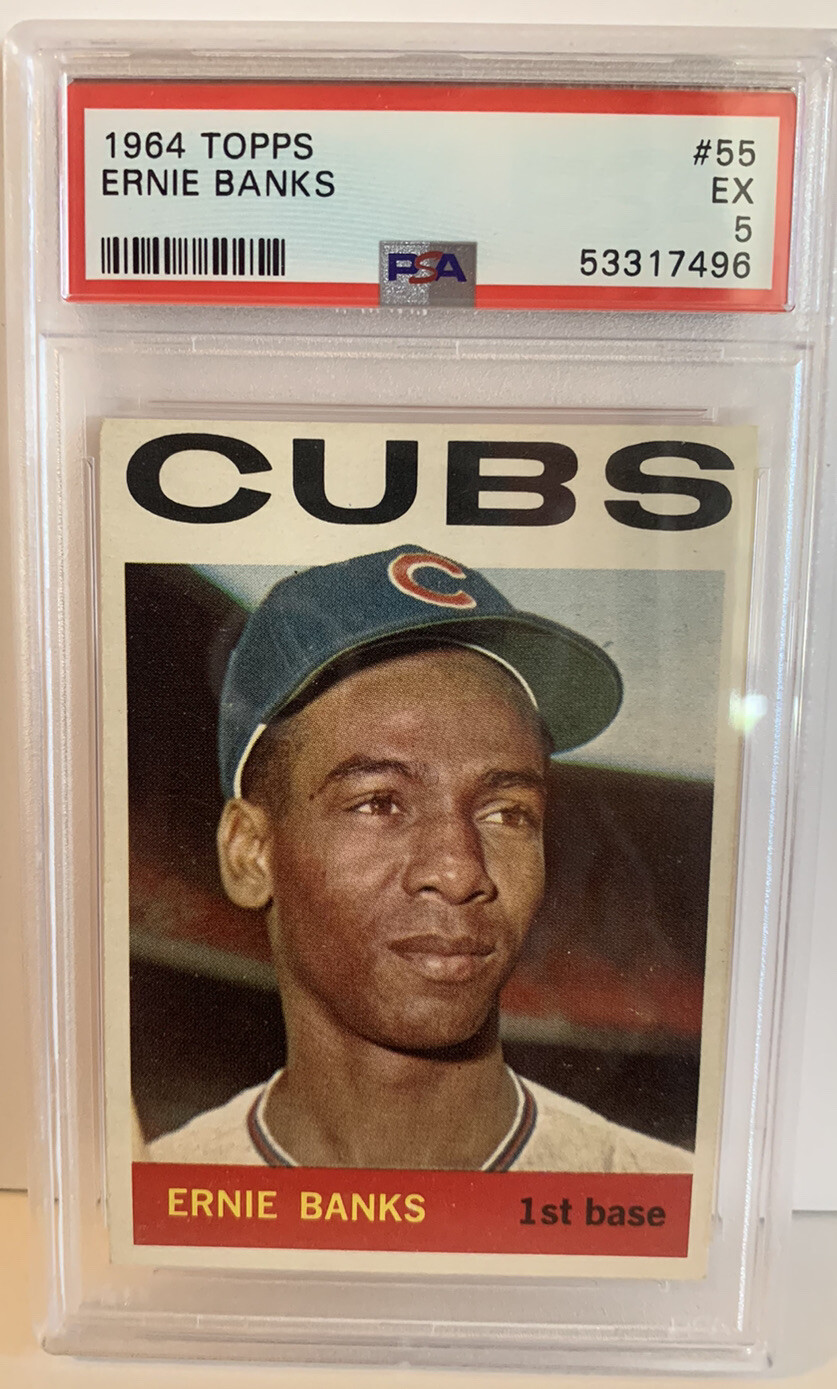 1964 TOPPS ERNIE BANKS #55 PSA 5 CHICAGO CUBS EX BASEBALL CARD COLLECTIBLE MEMORABILIA
