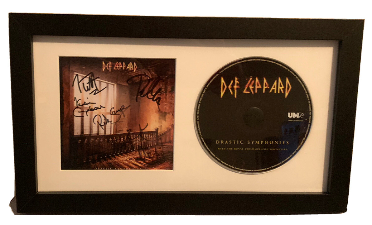 DEF LEPPARD Drastic Symphonies Signed Autograph Framed CD Display BAS Certified
