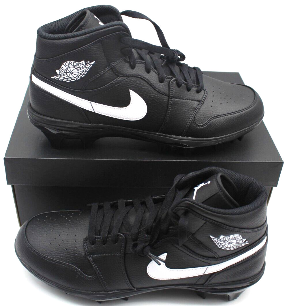 Jordan 1 Football Cleats MID TD Black White FJ6805-001 Men's Size 14 Brand New
