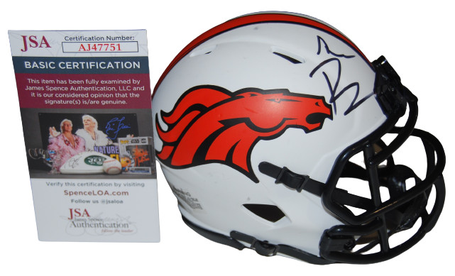 SEAN PAYTON signed (DENVER BRONCOS) Lunar mini football helmet JSA COA AJ47751
