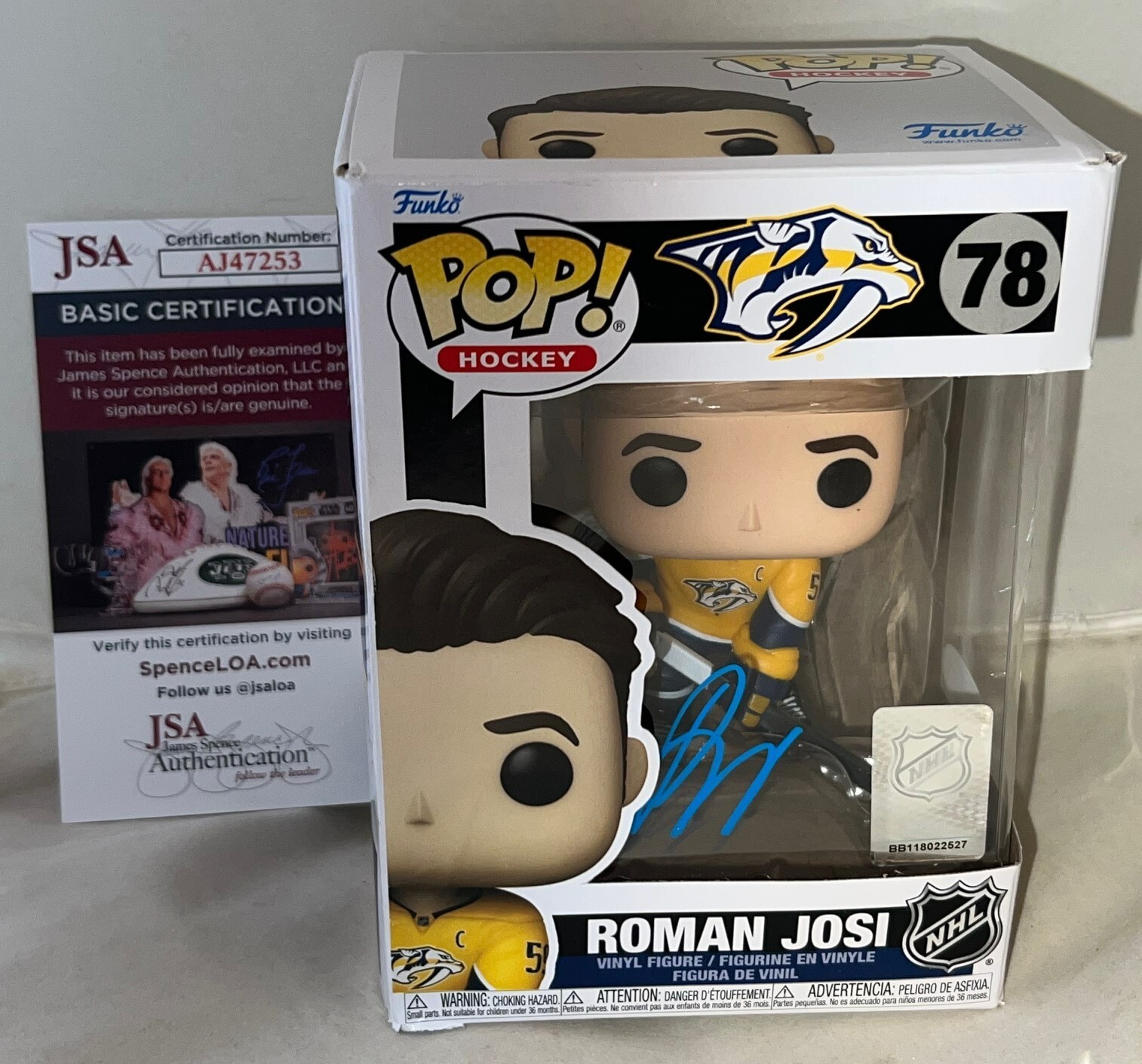 Roman Josi Nashville Predators signed #78 Funko Pop autographed JSA
