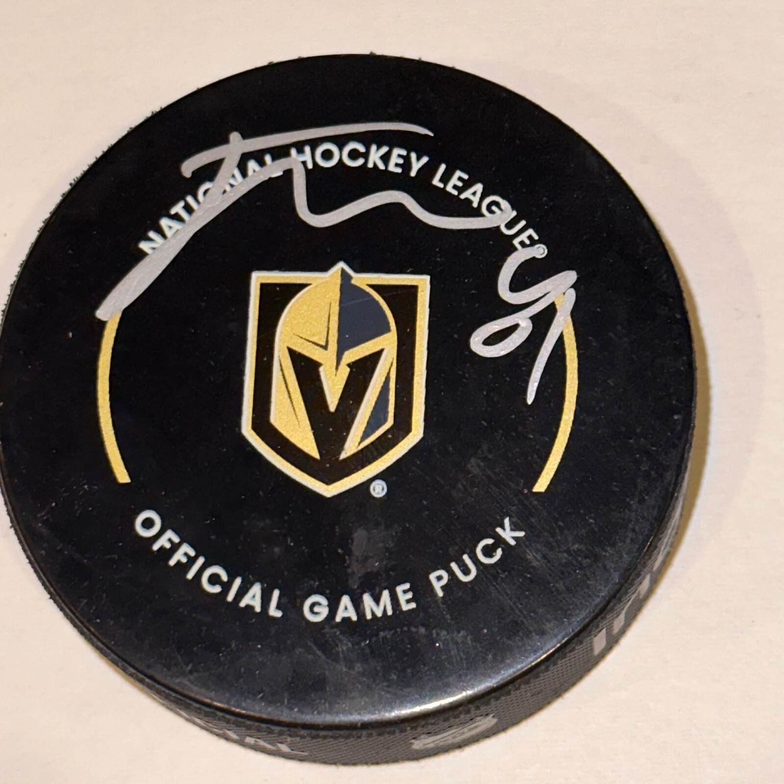 JONATHAN MARCHESSAULT Signed KNIGHTS 1st SEASON Official GAME Puck Beckett (BAS)
