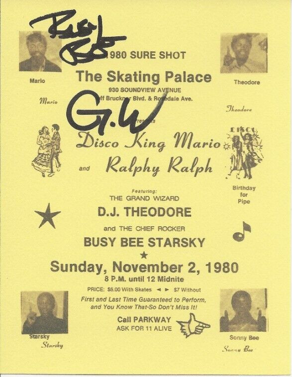 Busy Bee & Grand Wizzard Theodore SIGNED Concert Advert #4 COA Hip Hop Pioneers
