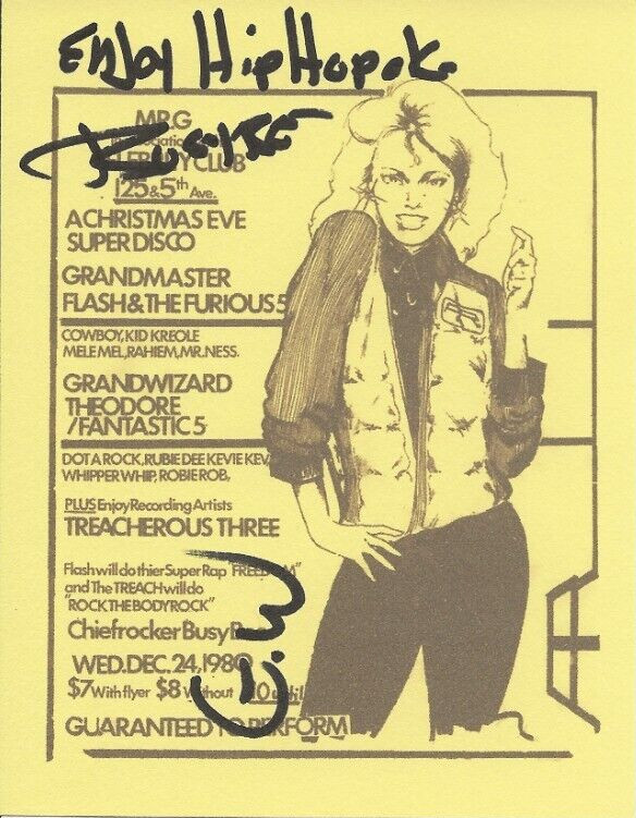 Busy Bee & Grand Wizzard Theodore SIGNED Concert Advert #6 COA Hip Hop Pioneers
