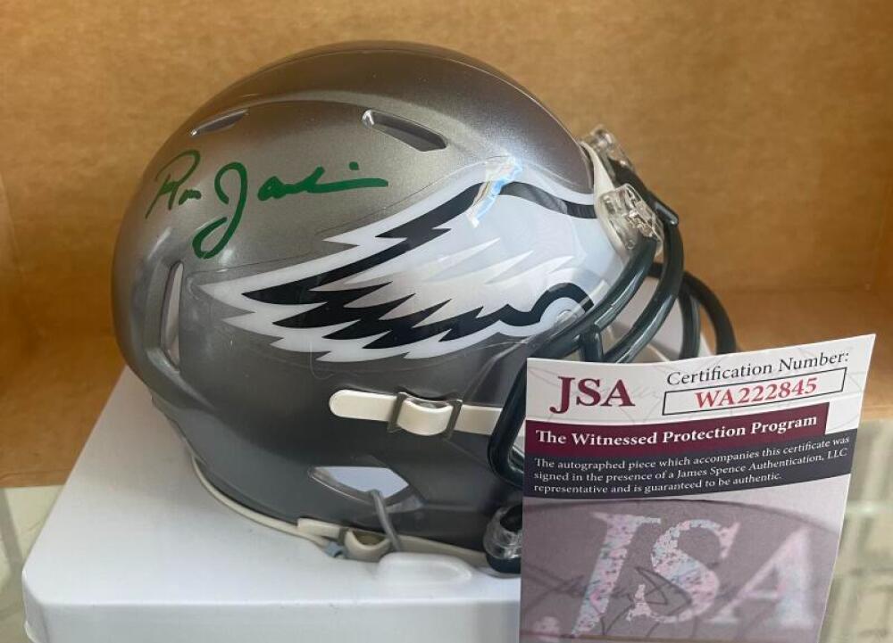 RON JAWORSKI PHILADELPHIA EAGLES SIGNED AUTOGRAPHED FLASH MINI HELMET JSA WA2228
