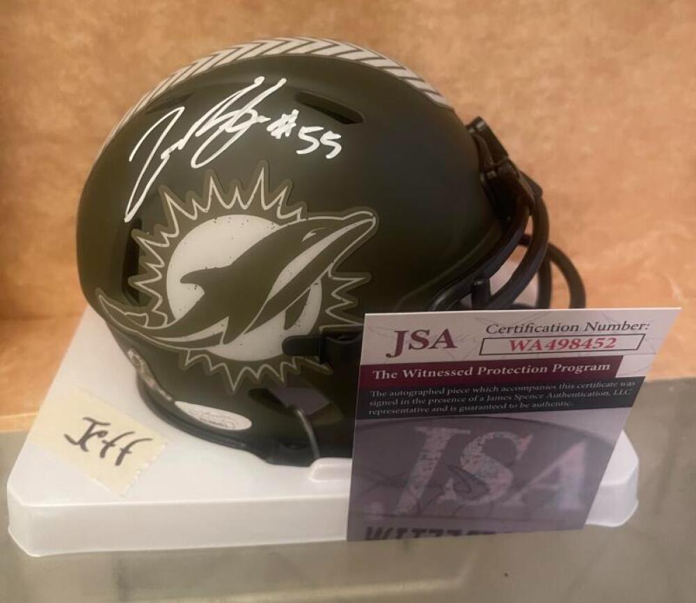 JEROME BAKER DOLPHINS SALUTE TO SERVICE SIGNED MINI HELMET JSA WA498452
