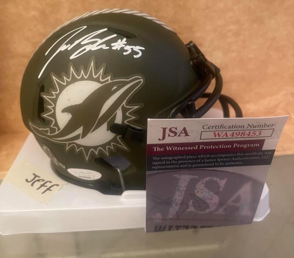 JEROME BAKER DOLPHINS SALUTE TO SERVICE SIGNED MINI HELMET JSA WA498453
