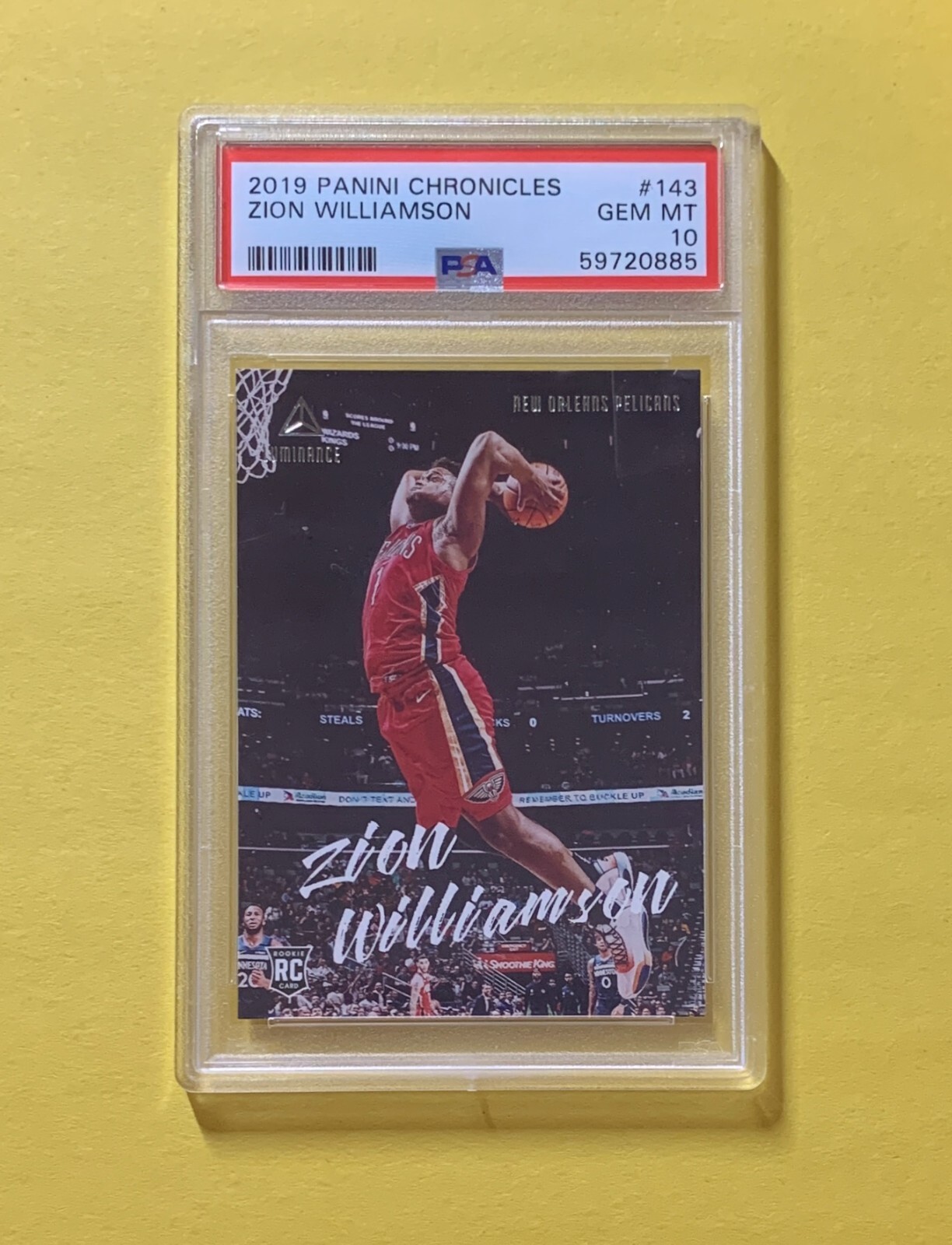 2019 PANINI CHRONICLES ZION WILLIAMSON ROOKIE #143 PSA GEM MINT 10 PELICANS
