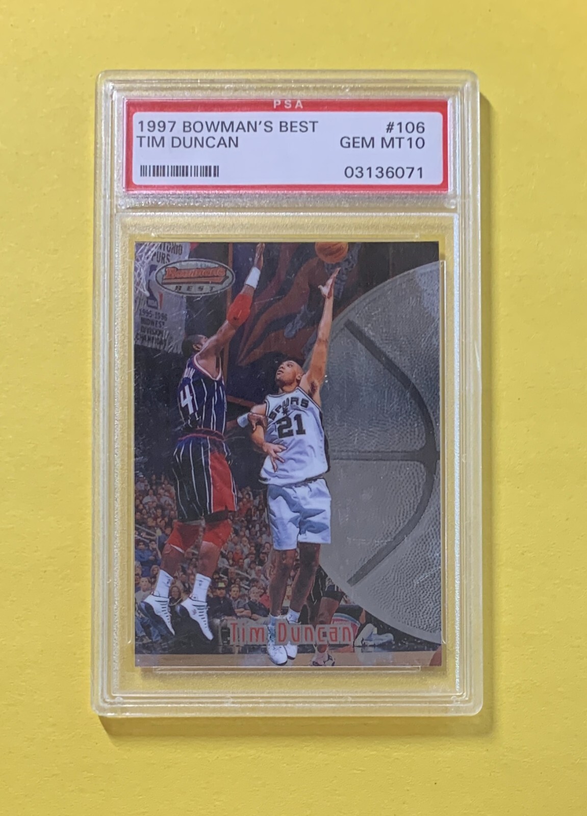 1997 BOWMAN'S BEST TIME DUNCAN #106 PSA GEM MT 10 SPURS
