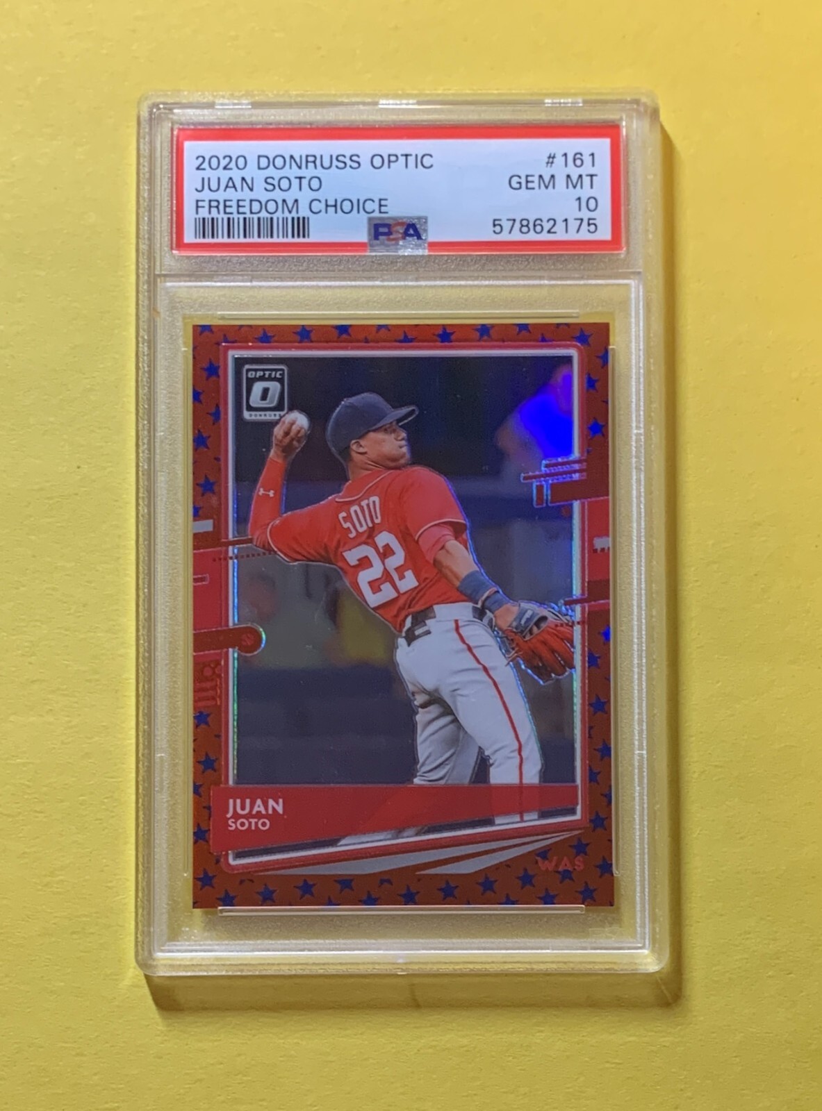 2020 DONRUSS OPTIC JUAN SOTO FREEDOM CHOICE SP /45 #161 PSA GEM MT 10
