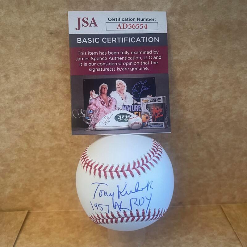 TONY KUBEK 1957 AL ROY YANKEES SIGNED AUTOGRAPHED M.L. BASEBALL JSA AD56554
