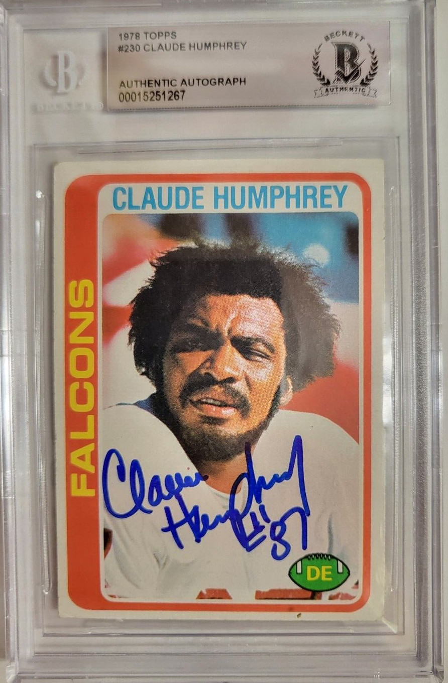 1978 TOPPS CLAUDE HUMPHREY FALCONS #230 AUTO SIGNED CARD BECKETT AUTHENTIC
