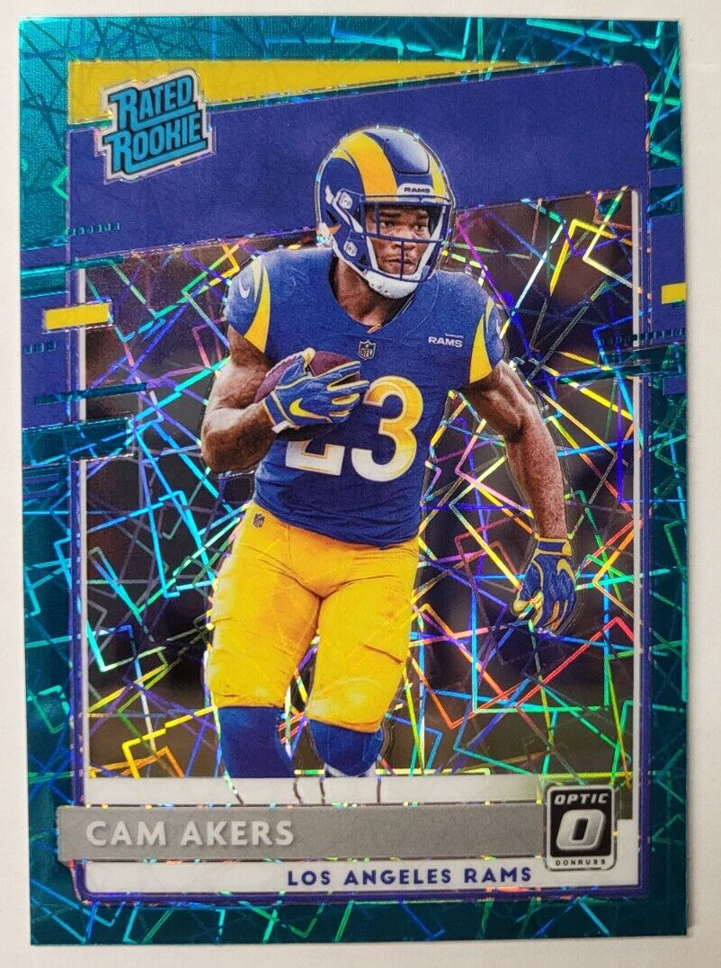 2020 PANINI OPTIC PRIZM CAM AKERS RAMS BLUE VELOCITY RC CARD #175
