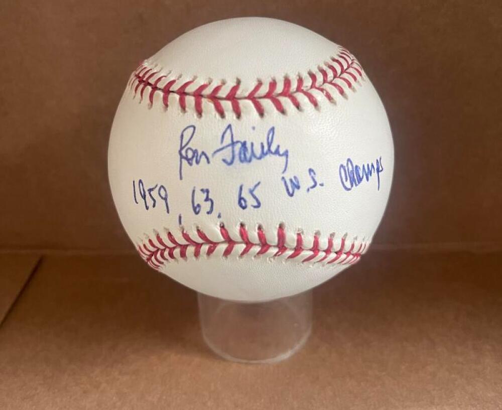 RON FAIRLY 59 63 65 CHAMPS DODGERS SIGNED M.L. BASEBALL JSA AH66079
