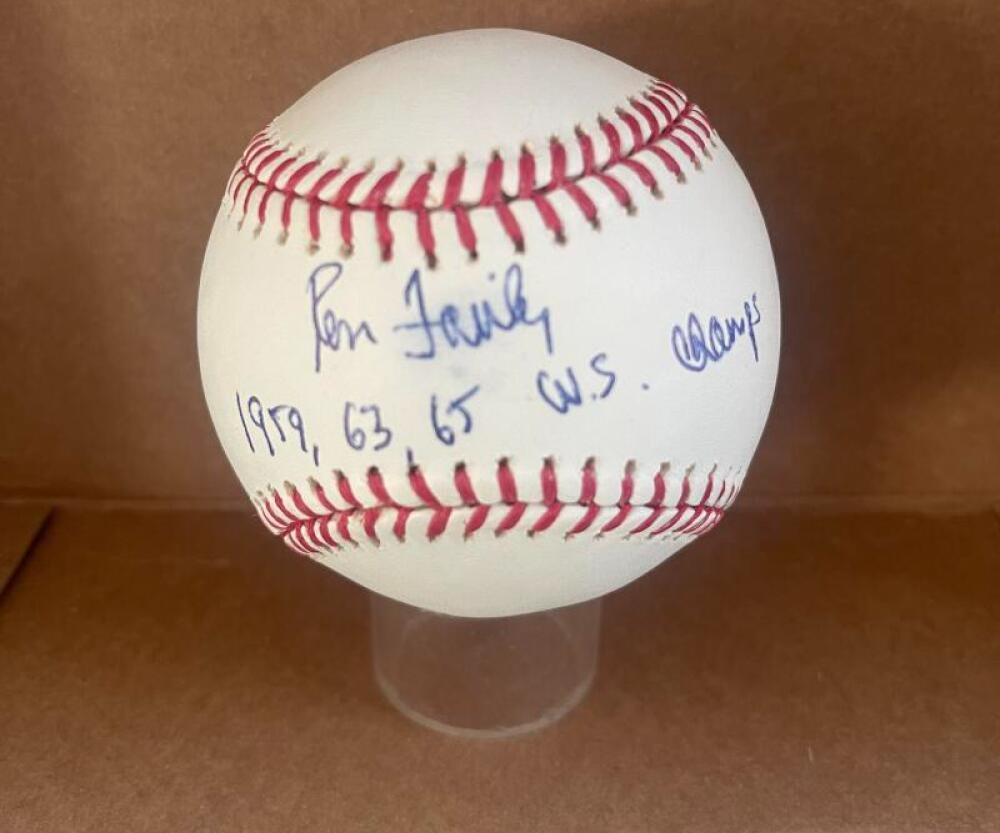 RON FAIRLY 59 63 65 CHAMPS DODGERS SIGNED M.L. BASEBALL JSA AH66084
