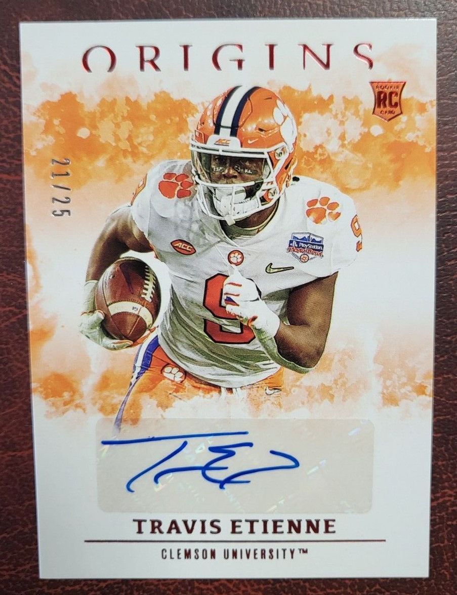 2021 PANINI CHRONICLES ORIGINS DRAFT TRAVIS ETIENNE CLEMSON JAGS RC AUTO /25
