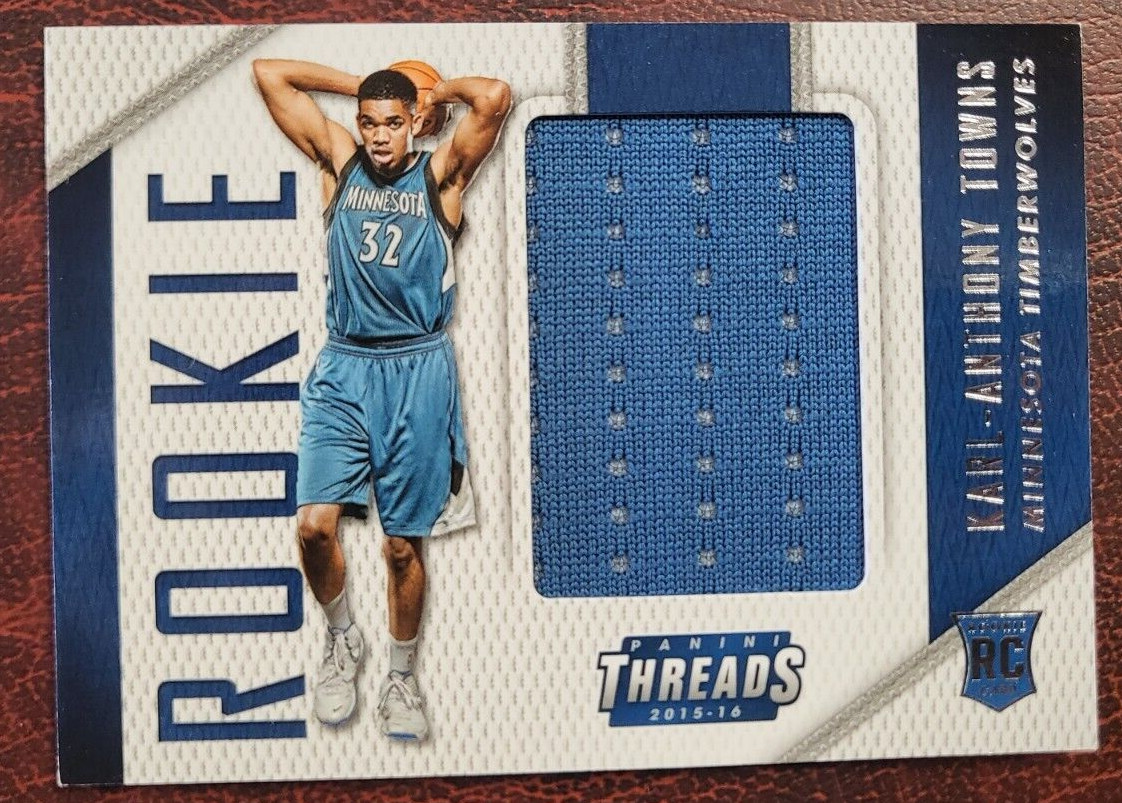 2015-15 PANINI THREADS KARL-ANTHONY TOWNS JERSEY RELIC ROOKIE RC CARD
