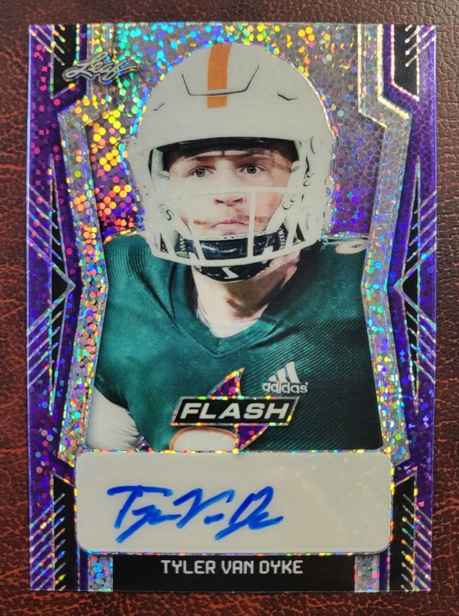 2022 LEAF FLASH TYLER VAN DYKE UM HURRICANES RC ROOKIE AUTO CARD /20
