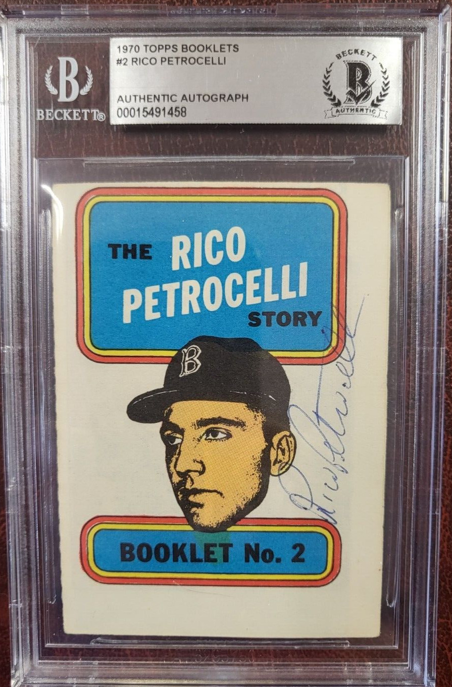 1970 TOPPS BOOKLETS RICO PETROCELLI SIGNED AUTOGRAPH #2 CARD BECKETT AUTH COLLECTIBLE MEMORABILIA