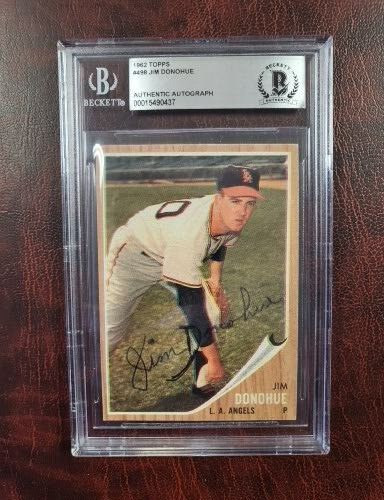 1962 TOPPS JIM DONOHUE ANGELS SIGNED AUTOGRAPH #498 CARD BECKETT AUTH COLLECTIBLE MEMORABILIA