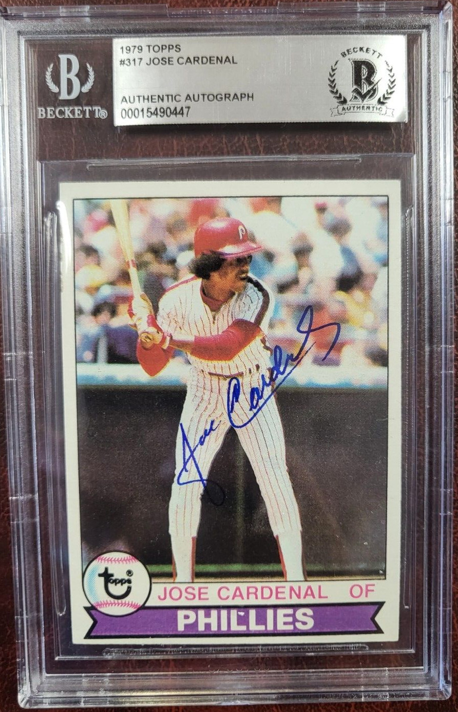 1979 TOPPS JOSE CARDENAL PHILLIES SIGNED AUTOGRAPH #317 CARD BECKETT AUTH
