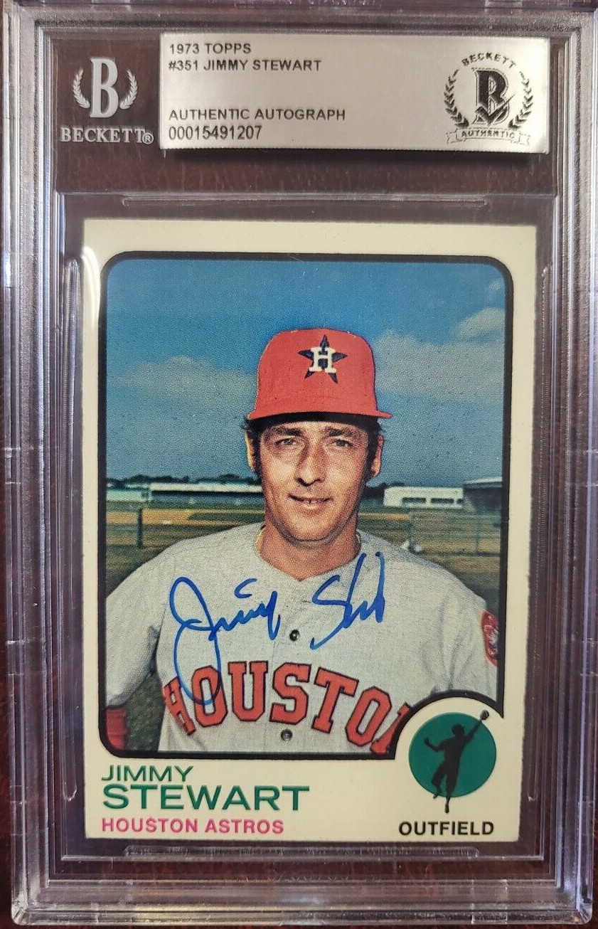 1973 TOPPS JIMMY STEWART ASTROS SIGNED AUTOGRAPH #351 CARD BECKETT AUTHENTIC COLLECTIBLE MEMORABILIA