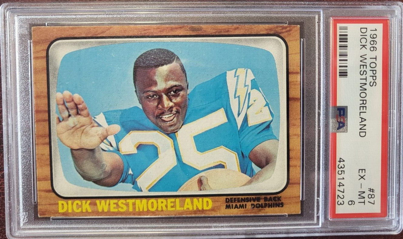 1966 TOPPS DICK WESTMORELAND CHARGERS #87 FOOTBALL CARD PSA 6 COLLECTIBLE MEMORABILIA