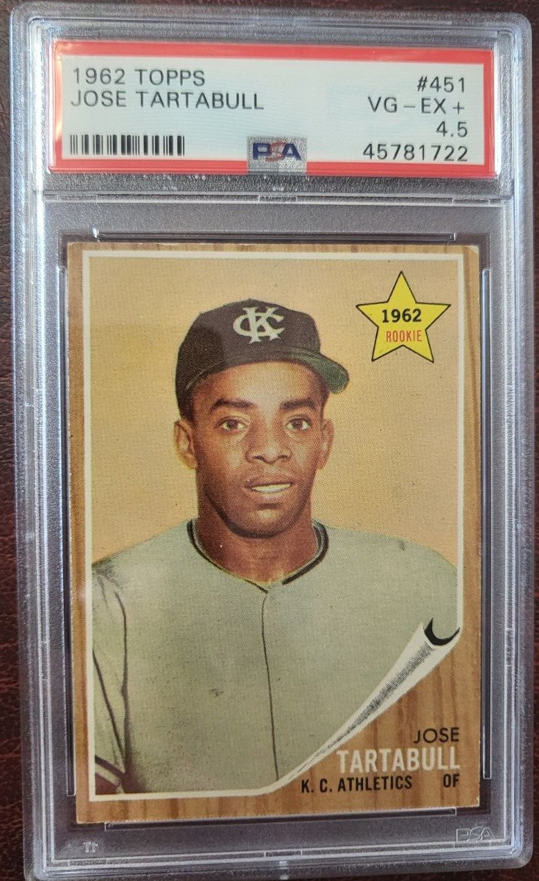 1962 TOPPS JOSE TARTABULL ROOKIE ATHLETICS BASEBALL CARD #451 PSA 4.5 VG-EX COLLECTIBLE MEMORABILIA