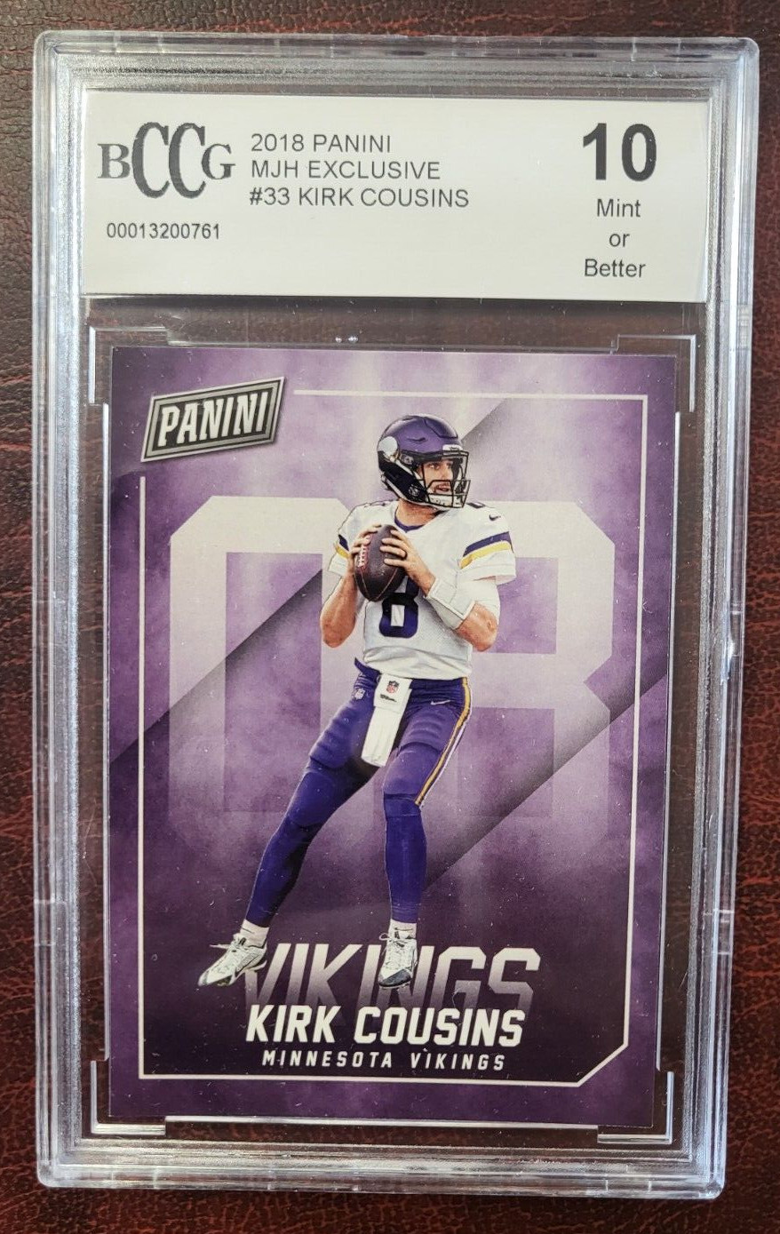 2018 PANINI EXCLUSIVE KIRK COUSINS VIKINGS FOOTBALL CARD #33 BCCG BECKETT 10 COLLECTIBLE MEMORABILIA