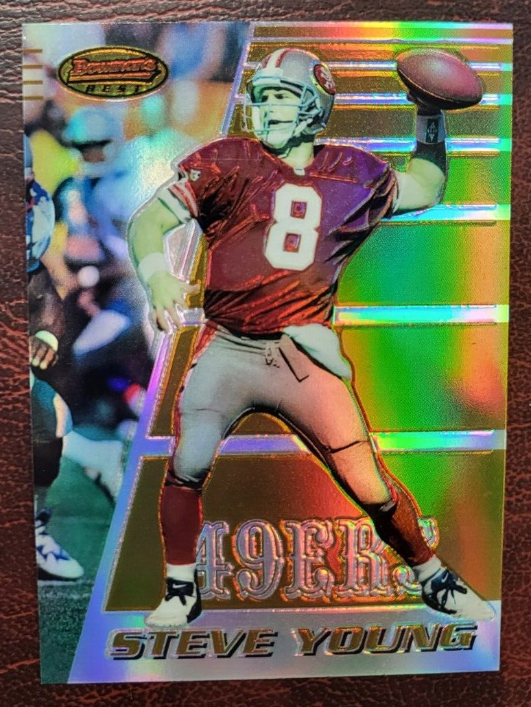 1996 BOWMAN BEST STEVE YOUNG 49ERS REFRACTOR FOOTBALL CARD #5
