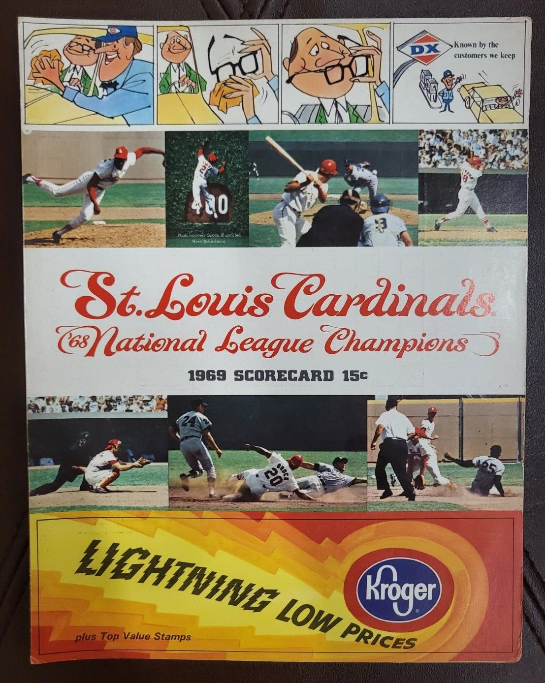 VINTAGE 1969 15 CENT STL CARDINALS BASEBALL OFFICIAL SCORECARD STL VS CINN COLLECTIBLE MEMORABILIA