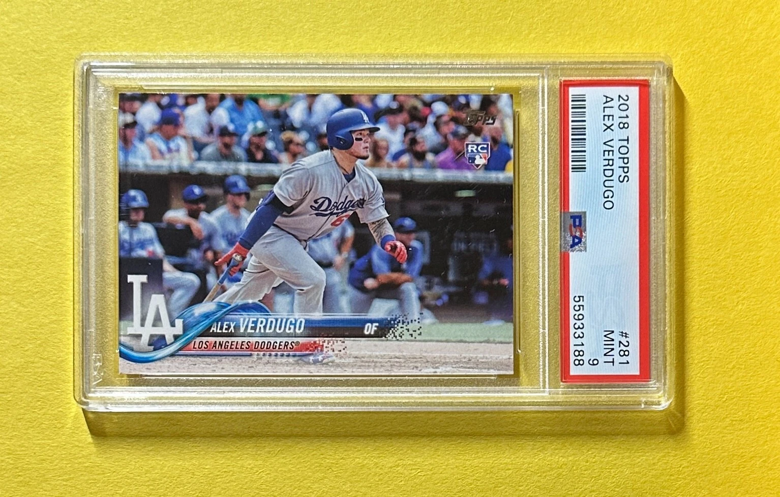 2018 TOPPS ALEX VERDUGO #281 PSA MINT 9 ROOKIE CARD
