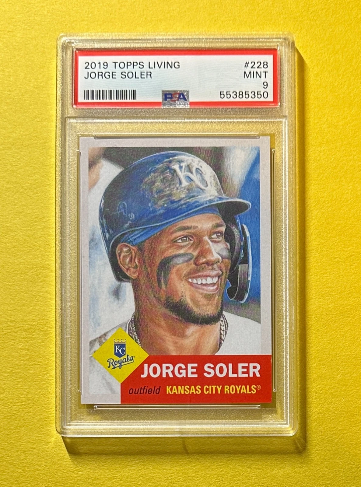 2019 TOPPS LIVING JORGE SOLER #228 PSA MINT 9 ROYALS
