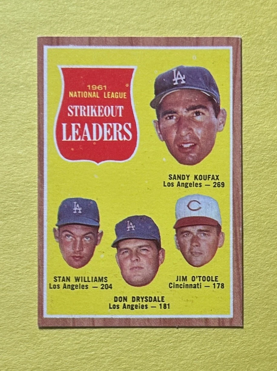 1962 TOPPS 1961 NATIONAL LEAGUE STRIKEOUT LEADERS KOUFAX #60 COLLECTIBLE MEMORABILIA