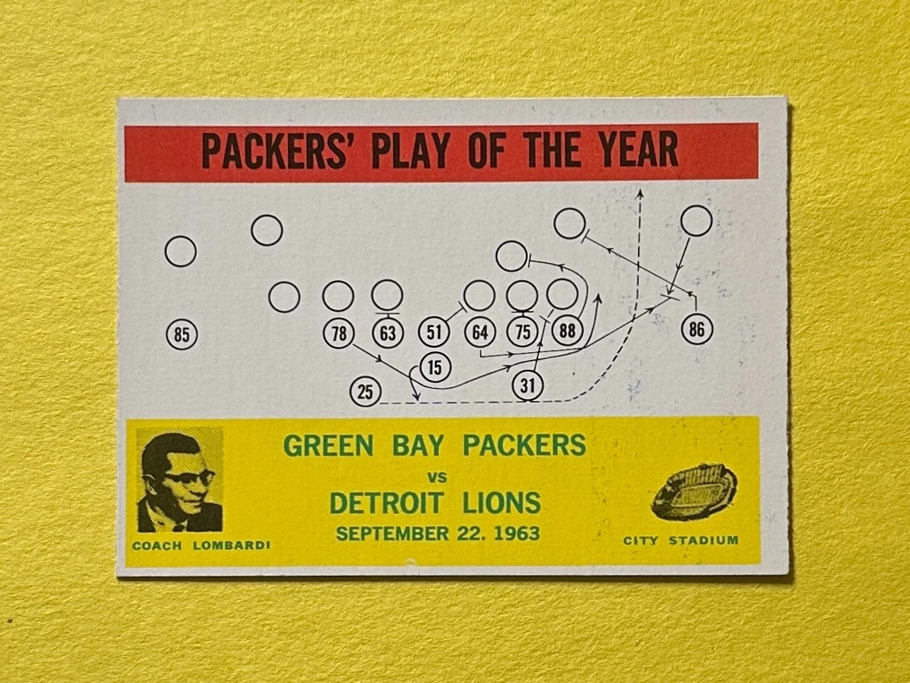 1964 PHILADELPHIA PACKERS' PLAY OF THE YEAR VS LIONS #84 LOMBARDI
