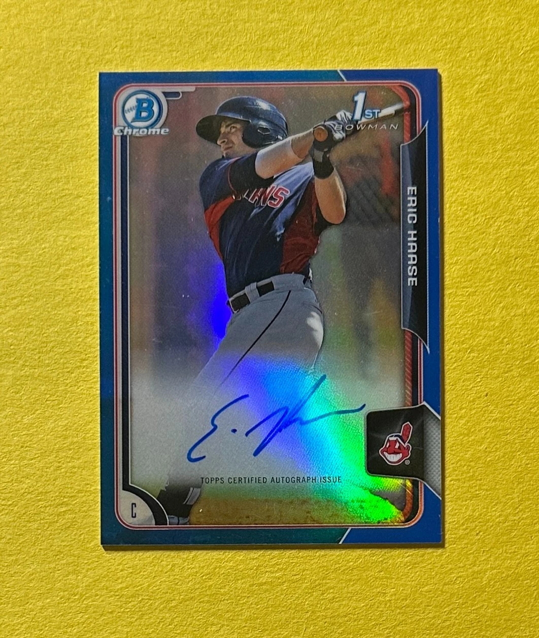 2015 BOWMAN CHROME ERIC HAASE 1ST BOWMAN AUTO BLUE /150 #BCAP-EH CLEVELAND
