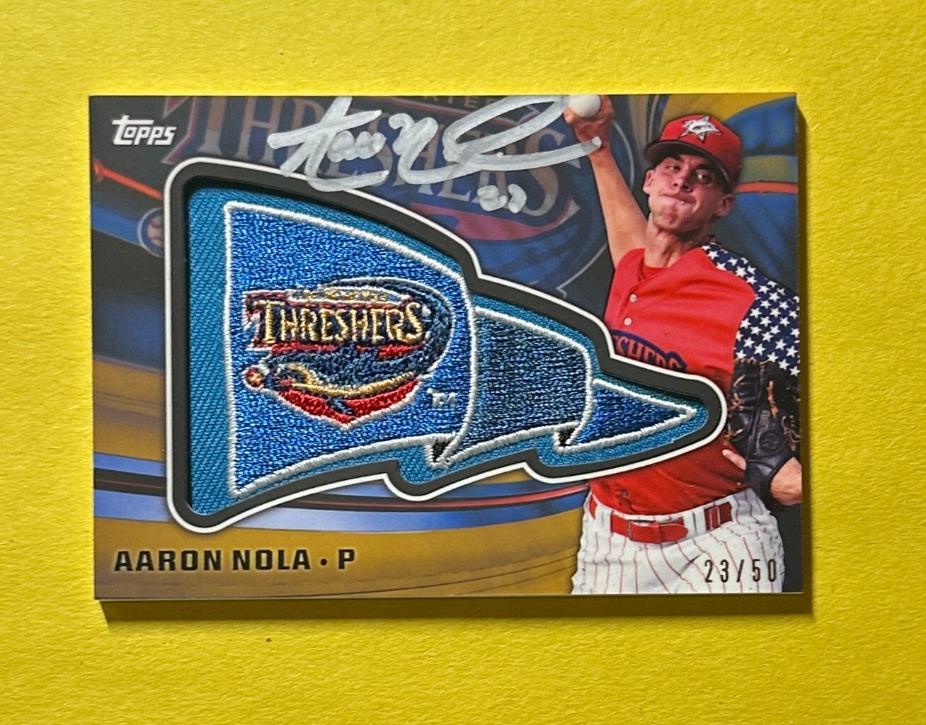 2015 TOPPS PRO DEBUT AARON NOLA PATCH /50 SIGNED AUTOGRAPH COA #PP-AN PHILLIES
